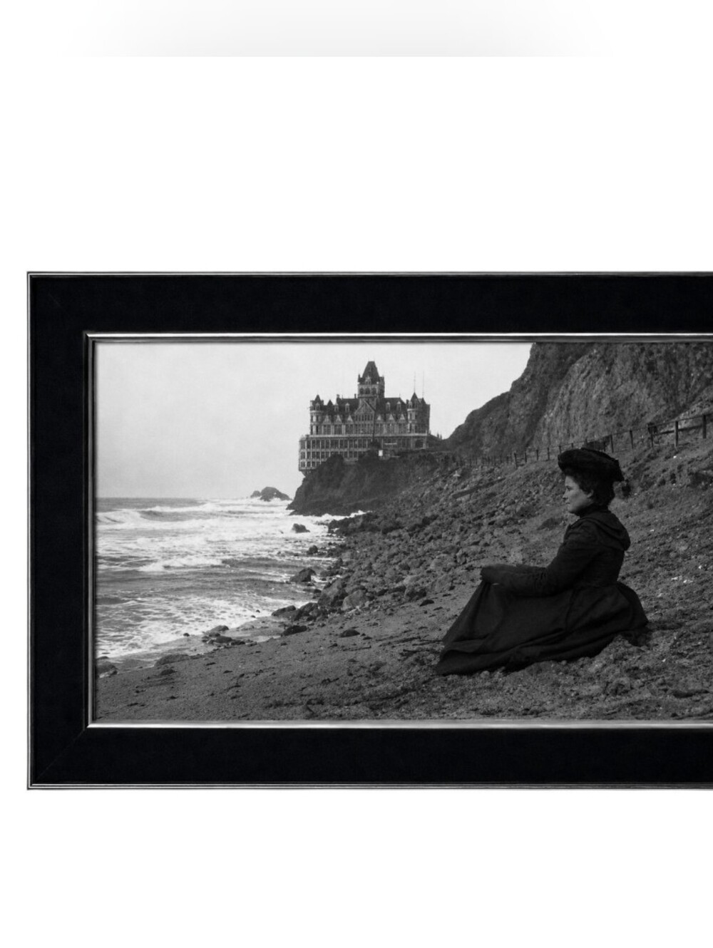 Victorian Cliff House Ocean Sea Vintage Building Retro Framed Photo Ptint